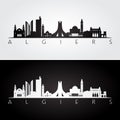 Algiers, Algeria skyline and landmarks silhouette