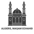 Algiers, Maqam Echahid, travel landmark vector illustration