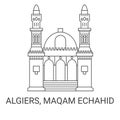 Algiers, Maqam Echahid, travel landmark vector illustration