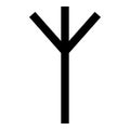 Algiz Elgiz rune elk reed defence symbol icon black color vector illustration flat style image