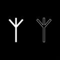 Algiz Elgiz rune elk reed defence symbol icon set white color illustration flat style simple image