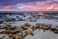 A beautiful breathtaking winter day sunset in pink on the Indian Ocean coastline of Port Elizabeth, South Africa Royalty Free Stock Photo