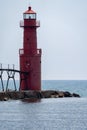 Algoma Pierhead Lighthouse - Lake Michigan, in Wisconsin Royalty Free Stock Photo