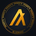 Algorand ALGO cryptocurrency golden symbol on black background.
