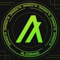 Algorand ALGO vector symbol with cryptocurrency themed background design.