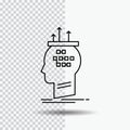 Algorithm, brain, conclusion, process, thinking Line Icon on Transparent Background. Black Icon Vector Illustration