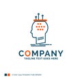 Algorithm, brain, conclusion, process, thinking Logo Design. Blu
