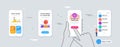 Algorithm, Brush and Wholesale inventory minimal line icons. For web application, printing. Vector