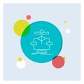 Algorithm, chart, data, diagram, flow White Line Icon colorful Circle Background
