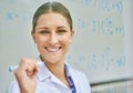 This algorithm could be the next big scientific breakthrough. Portrait of a young female scientist writing equations on