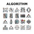 algorithm data technology ai icons set vector Royalty Free Stock Photo