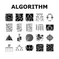 algorithm data technology ai icons set vector Royalty Free Stock Photo