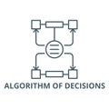 Algorithm of decisions line icon, vector. Algorithm of decisions outline sign, concept symbol, flat illustration Royalty Free Stock Photo