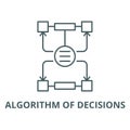 Algorithm of decisions vector line icon, outline concept, linear sign Royalty Free Stock Photo