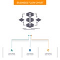Algorithm, design, method, model, process Business Flow Chart Design with 3 Steps. Glyph Icon For Presentation Background Template