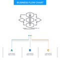 Algorithm, design, method, model, process Business Flow Chart Design with 3 Steps. Line Icon For Presentation Background Template Royalty Free Stock Photo