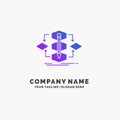 Algorithm, design, method, model, process Purple Business Logo Template. Place for Tagline