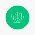 Algorithm, design, method, model, process White Line Icon in Circle background. vector icon illustration