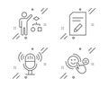 Algorithm, Edit document and Microphone icons set. Customer satisfaction sign. Vector Royalty Free Stock Photo