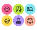 Algorithm, Engineering and Engineer icons set. Parcel tracking, Online documentation and Delivery box signs. Vector
