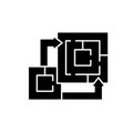 Algorithm of the game black icon, vector sign on isolated background. Algorithm of the game concept symbol, illustration Royalty Free Stock Photo
