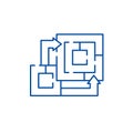 Algorithm of the game line icon concept. Algorithm of the game flat  vector symbol, sign, outline illustration. Royalty Free Stock Photo