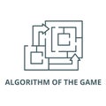 Algorithm of the game line icon, vector. Algorithm of the game outline sign, concept symbol, flat illustration Royalty Free Stock Photo