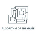 Algorithm of the game vector line icon, outline concept, linear sign Royalty Free Stock Photo
