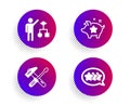 Algorithm, Hammer tool and Loyalty points icons set. Stars sign. Vector