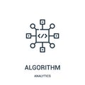 algorithm icon vector from analytics collection. Thin line algorithm outline icon vector illustration