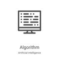 algorithm icon vector from artificial intelligence collection. Thin line algorithm outline icon vector illustration. Linear symbol