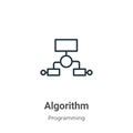 Algorithm outline vector icon. Thin line black algorithm icon, flat vector simple element illustration from editable programming Royalty Free Stock Photo