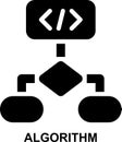 algorithm, procedure, flow chart, programming, coding, software development solid glyph icon