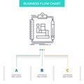 Algorithm, process, scheme, work, workflow Business Flow Chart Design with 3 Steps. Line Icon For Presentation Background Template