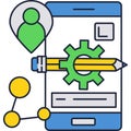 Algorithm process vector icon mobile app develop