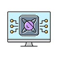 algorithm screen quantum computer color icon vector illustration Royalty Free Stock Photo