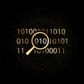 Algorithm, search, code gold icon. Vector illustration of golden particle background