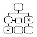 Algorithm, structure, tree vector icon on transparent background. Outline Algorithm, structure, tree vector icon