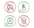 Algorithm, Swipe up and User info icons set. Face biometrics sign. Vector Royalty Free Stock Photo