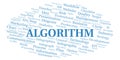 Algorithm typography word cloud create with the text only.