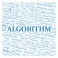 Algorithm typography word cloud create with the text only.