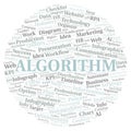 Algorithm typography word cloud create with the text only.