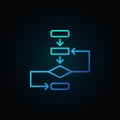 Algorithm vector outline blue icon on dark background