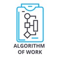 Algorithm of work thin line icon, sign, symbol, illustation, linear concept, vector