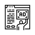 algorithmic ad placement publisher line icon vector illustration