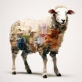 Algorithmic Art Of A Sheep - Isolated On White Background Royalty Free Stock Photo