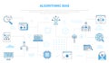 Algorithmic bias concept with icon set template banner with modern blue color style