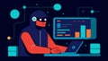 Algorithmic Profiling A depiction of a data analyst working with a futuristic computer displaying algorithms and codes Royalty Free Stock Photo