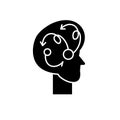 Algorithmic thinking black icon, vector sign on isolated background. Algorithmic thinking concept symbol, illustration