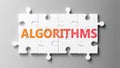 Algorithms complex like a puzzle - pictured as word Algorithms on a puzzle pieces to show that Algorithms can be difficult and